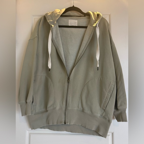 Sage green American eagle oversized zip hoodie - Picture 1 of 3